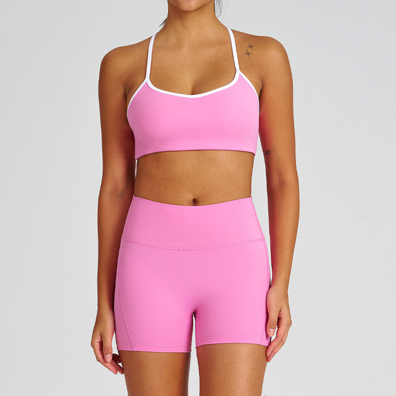 New Set With High Waist Hip Lifting Yoga Suit Women Slimming And Tight Fitting Suspender Beautiful Back Sports Bra For Women Shoulder Bags