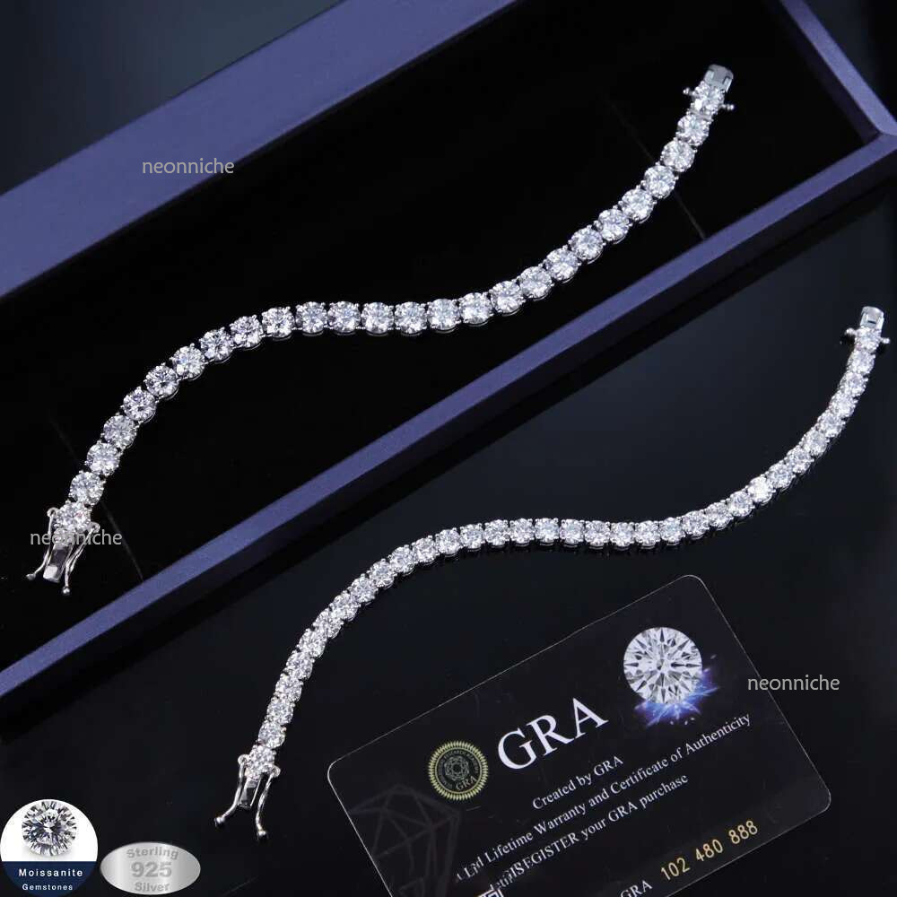 Designer Mosan Dia bracelets cuban k for men women sterg sier vvs iced out moissanite tennis bracelet 4mm Jewelry chain f8