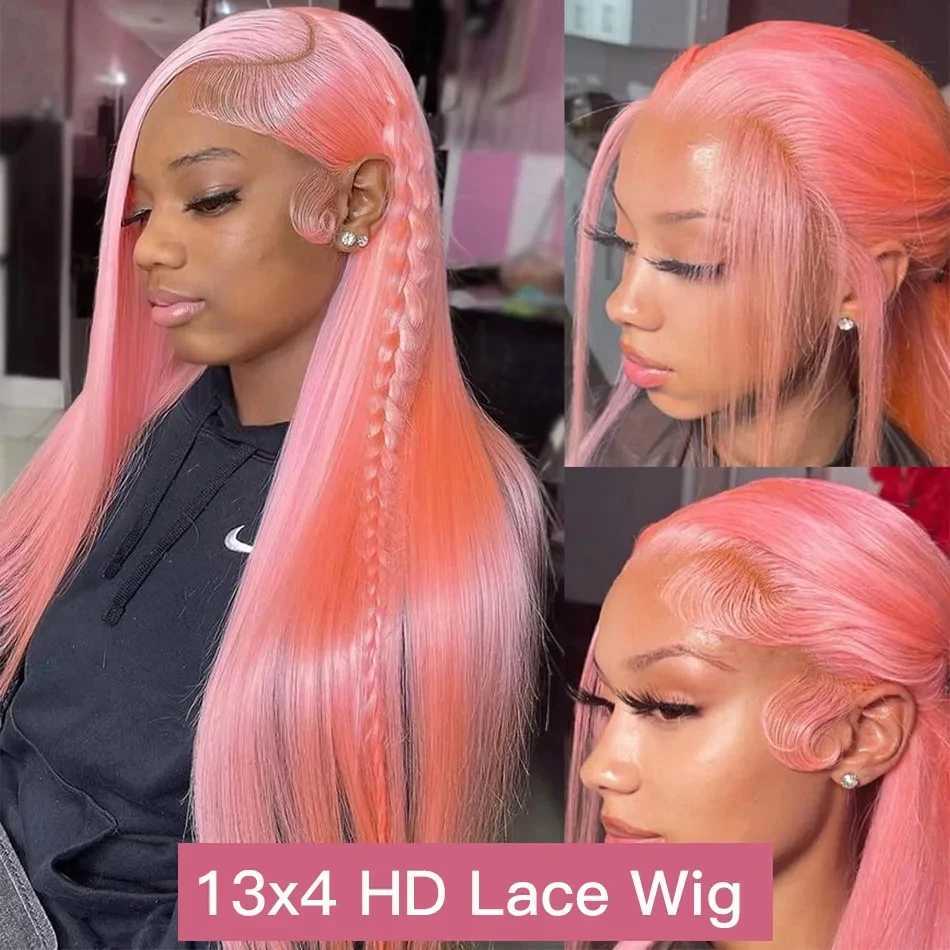 30 36 Inch Pink Transparent Lace Front Wig Human Hair 13x6 Lace Frontal Wigs For Women 13x4 Long Straight Colored Human Hair Wig W251107