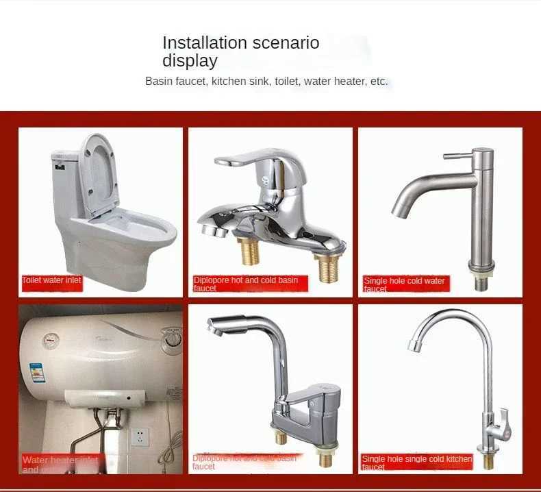 40/60/80/100/150/200cm Stainless Steel Braided ible Hose Household Water Heater Toilet Faucet Hot and Cold Water Inlet Pipe Y251107