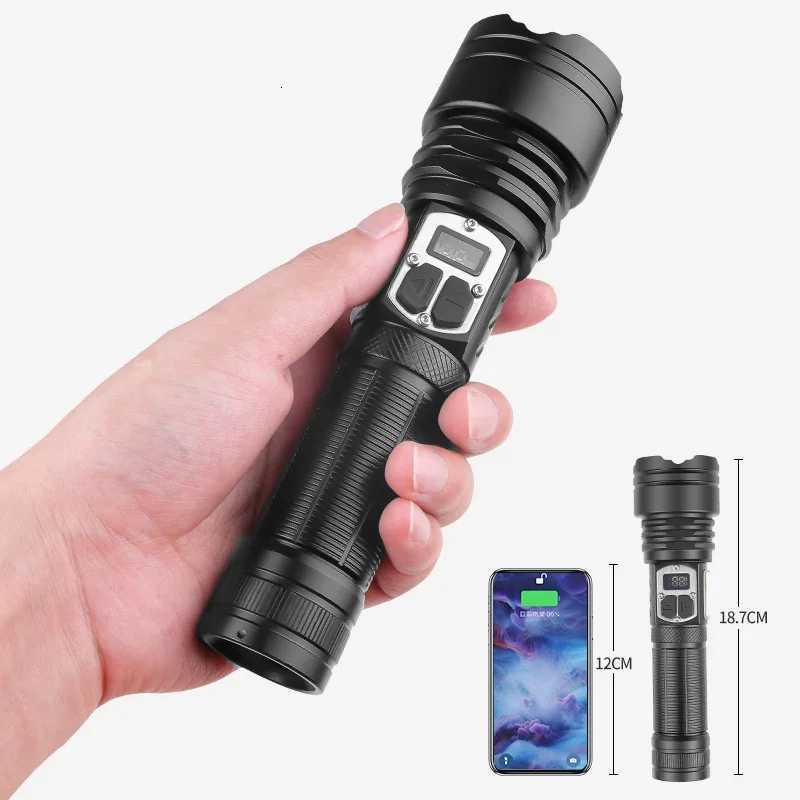 High Power XHP160 Led Flashlight Rechargeable 16 Core Torch Zoom Usb Hand Lantern For Camping Outdoor Emergency UseW251106