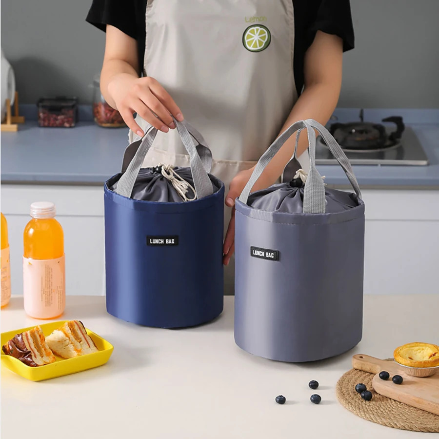circular bucket lunch box bag student picnic storage large capacity water 250401