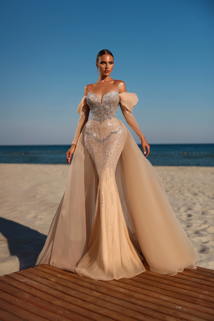 Chic Mermaid Prom Dresses With Off The Shoulder Sweetheart Beads Sequins Floor Length Plus Size Formal Special Occasion Vestido De Noite
