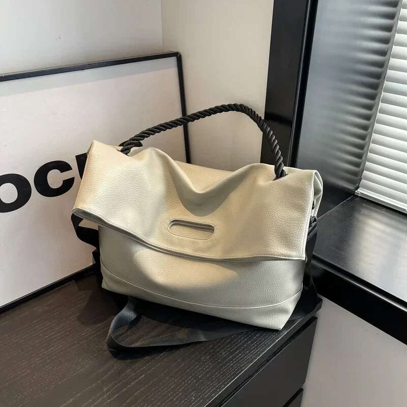 Flap Pocket Large Capacity Shoulder 2025 High Quality Simplicity Bags For Women Sewing Thread Zipper Pu Women's Handbags