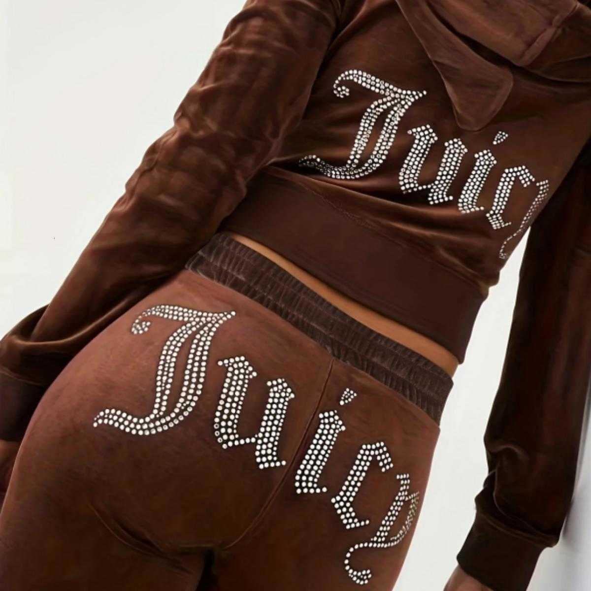 Juicy Apple Womens Tracksuits Veet Sewing Suits Outfit Two Piece Jogging Set Velour Sweatshirt Met Hoodie Pants Suit Womens b6