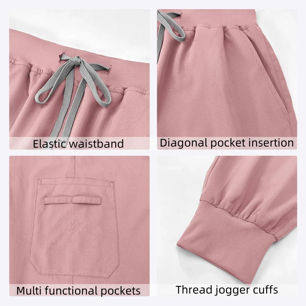 Anti-Wrinkle Premium Fabric Clinical Uniforms Washable Nurse Uniforms Scrubs Sets Blouse Pockets Straight Pants 250402