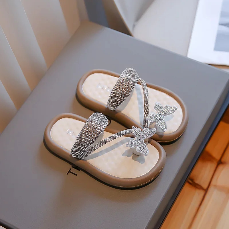 Children Summer Kids Bowtie Butterfly Slippers Lightweight Anti-Slip Soft-Soled EVA Sandals for Girls Beach Casual Shoes 250407