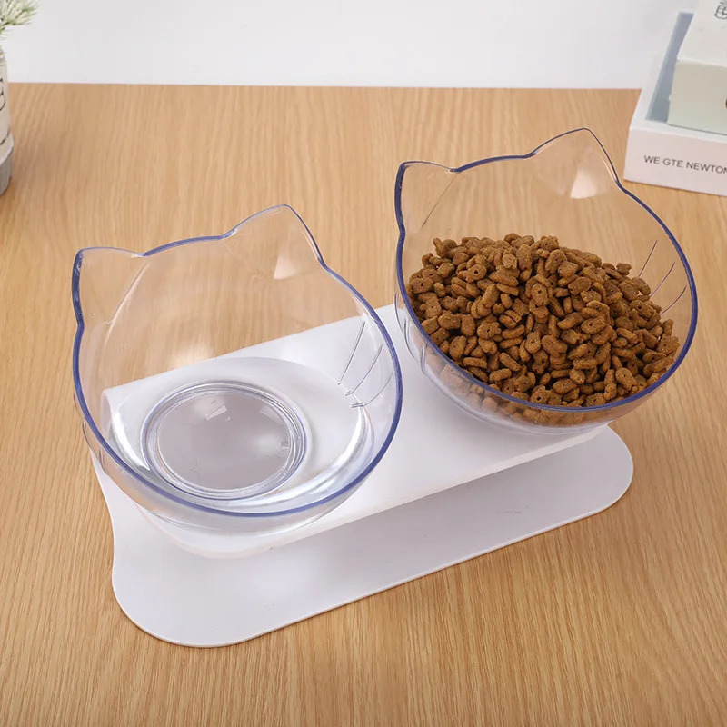 Anti slip double cat bowl dog bowl with bracket pet feeding cat water bowl food pet bowl 250403