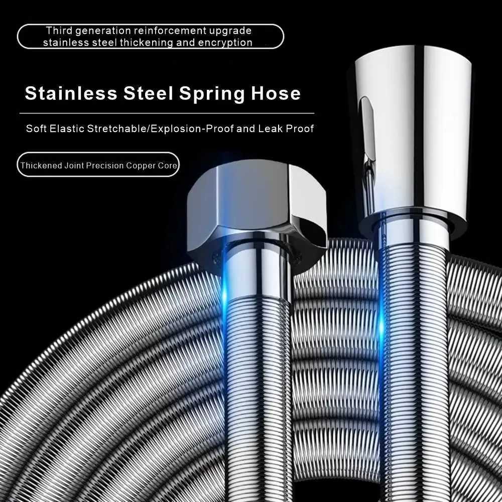 12M/15M/2M Stainless Steel ible Shower Hose High Pressure Extension Plumbing Pipe Encryption Tube Bathro Accessories Y251107