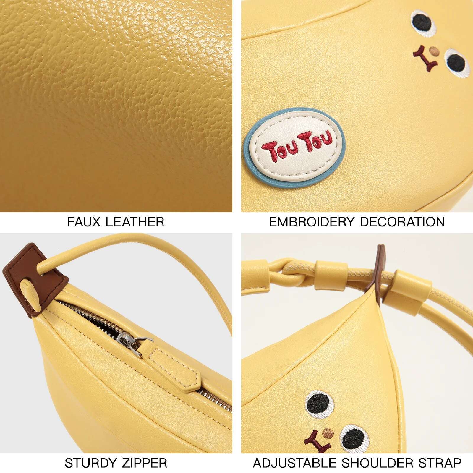 TOUTOU Mini Women Banana Dumpg Parent-Child Friend Female Cute Girls Crossbody One Shoulder Underarm Cow Horn Bag