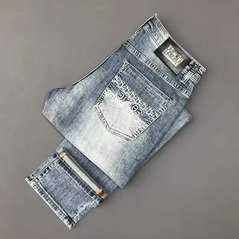 Spring Autumn 2025 Man Luxury Clothing Retro Embossed Denim Jeans for Men High-End Washed Fashion Man Designer Skinny JeansT251107