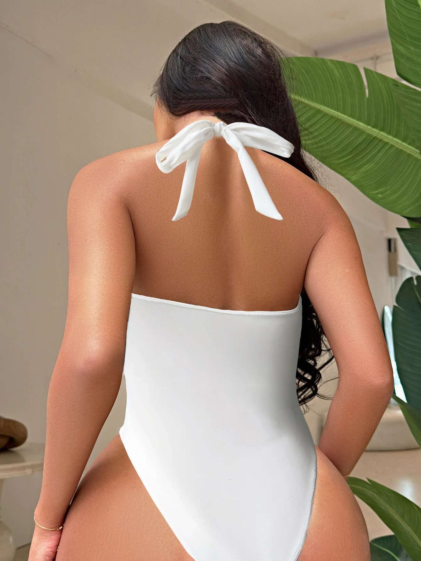 Dongdumaoyi Sexy Hollow Out Bandage Cross One Piece Swimsuit Women Black High Neck Backless Beach Bathing Suit Swimwear Pool Monokini