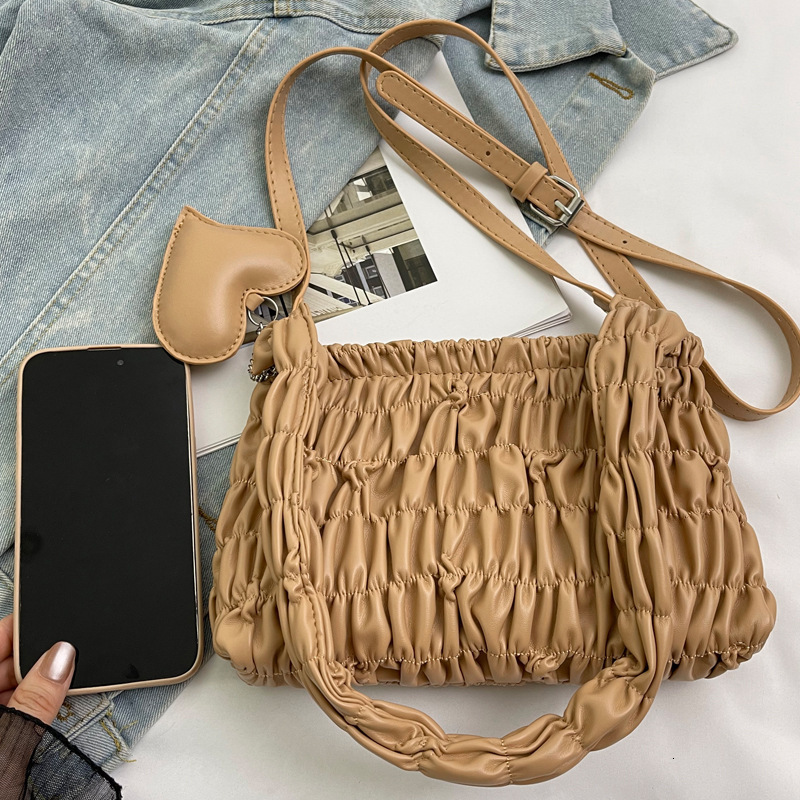 2025S Designer Women S Bag Autumn Armpit Women S New Pleated Small Square Bag Versatile Single Shoulder Casual Crossbody Bag