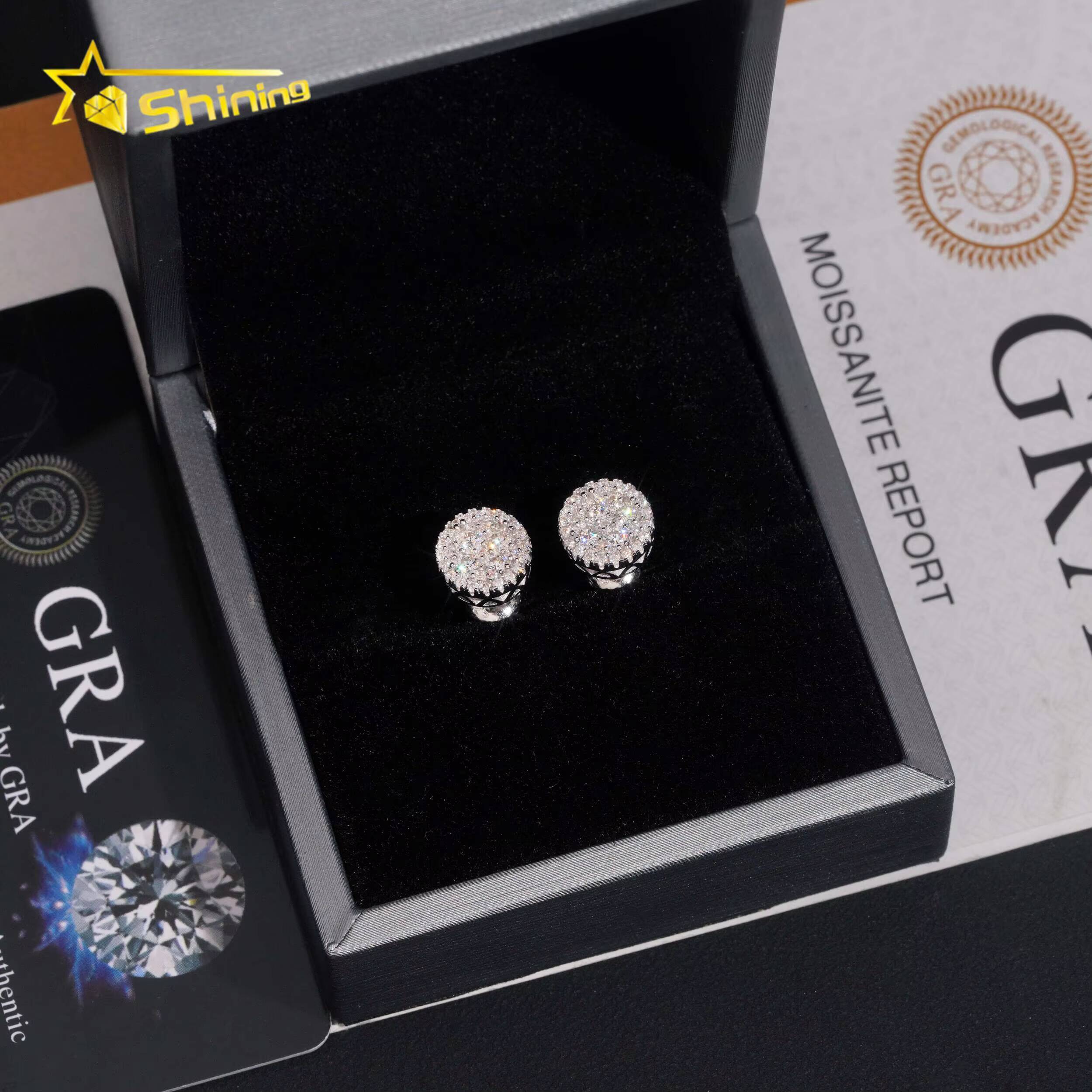 Cheapest RTS Moissanite Stud Earring Fine Jewelry Gold Plated 925 Sterling Silver Iced Out VVS Moissanite Screw Back Earrings