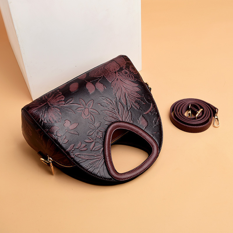 Ethnic Style Handbag Women's Retro Fashion PU Leather Dumpling Bag Single Shoulder Crossbody Designer Bag