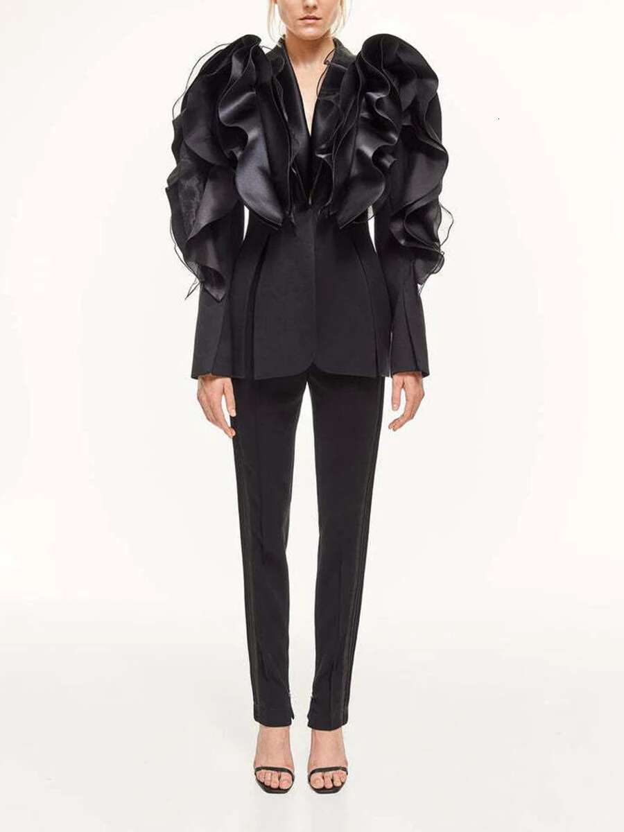 TWOTWINSTYLE Asymmetric Jackets For Women V Neck Long Sleeve Spliced Button Slimming Casual Coats Female Style Clothes New