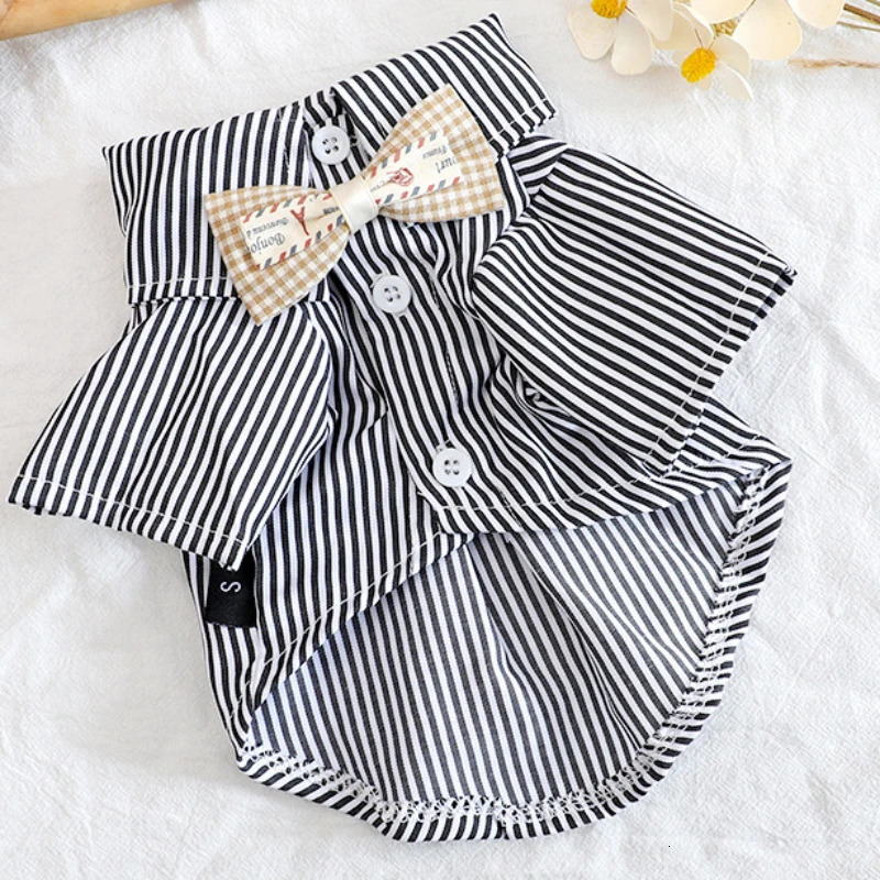 Pet Dog Clothes Bowknot Striped Shirts Thin Summer Blue Fashion Chihuahua Stripe Shirt for Small Dogs Clothing Wholesale 250407