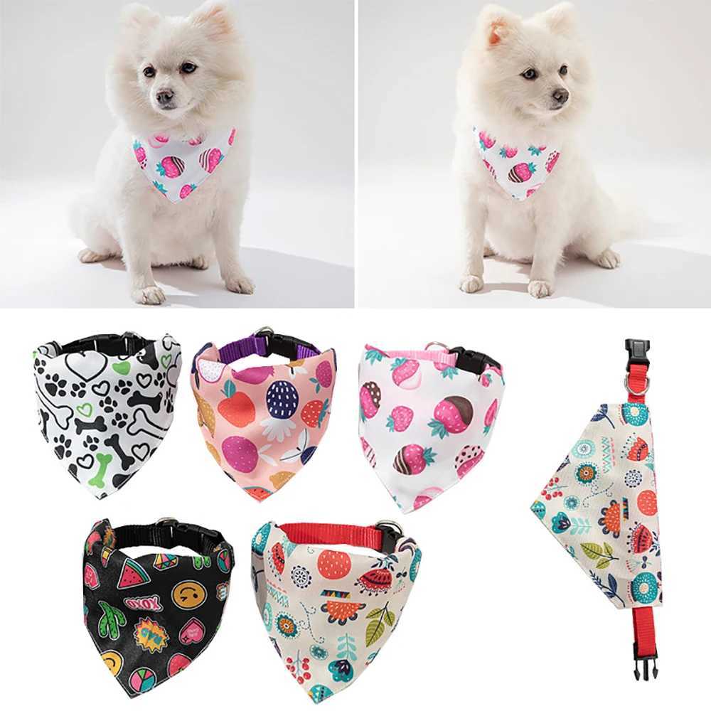 Pet Dog Collar Scarf Dog Cat Collar Bandage Collar Scarf with Leather Collar Accessories Adjustable Pet Dog Collar M250406