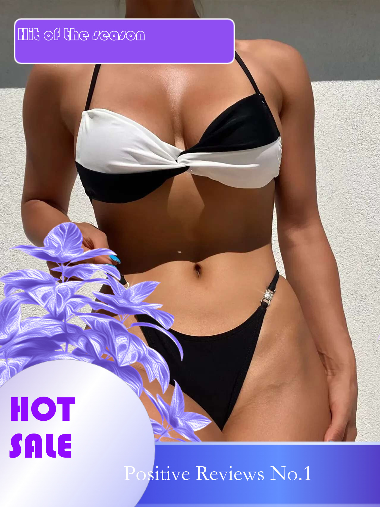 Dongdumaoyi Sexy White Black Contrast Bikinis Sets Women Pleate Push Up Rhinestone Swimsuit Brazilian Beach Bathing Suit Thong Swimwear