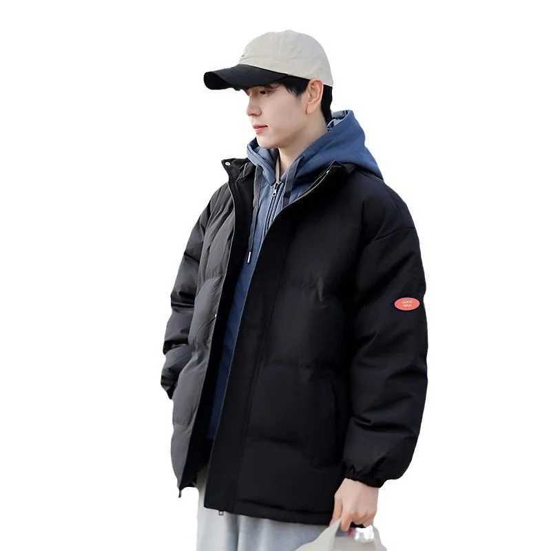 Womens Men Parka Solid Color Harajuku High Quality Men Hooded Casual Warm Thickened Jacket Men Fashion Casual Parka Winter CoatT251107