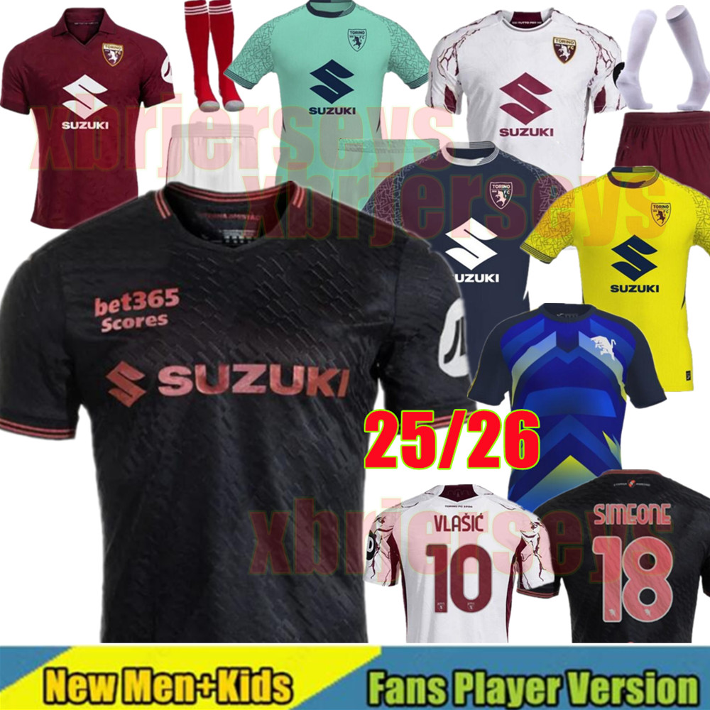 4XL 25 26 Torino FC Soccer Jerseys VLASIC ILIC RICCI PELLEGRI ZIMA BUONGIORNO ADAMS DUVAN T. SANABRIA COCO SECK 2025 2026 Torino Limited Men Football Shirts man kids