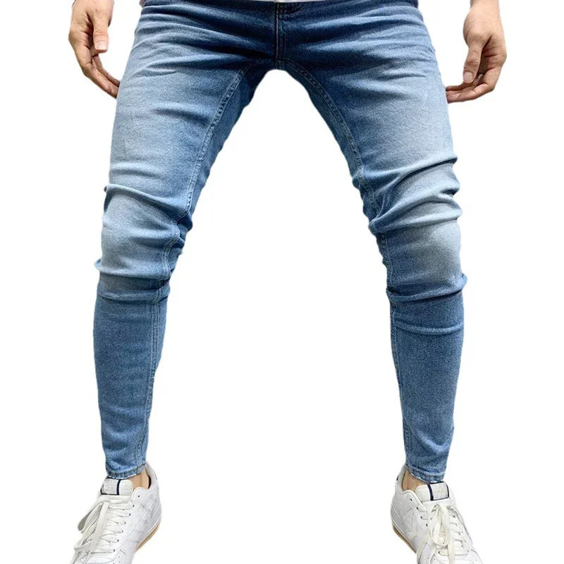 Spring Mens Classic Elastic Pencil Jeans Jean Homme Soft Black Bicycle Masculino Denim Trouser Solid Pants 250401