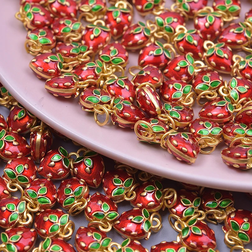4 pieces of threedimensional goldplated fruit and vegetable flower enamel charm used for jewelry making alloy egg factory candy pendant bracelet 25032