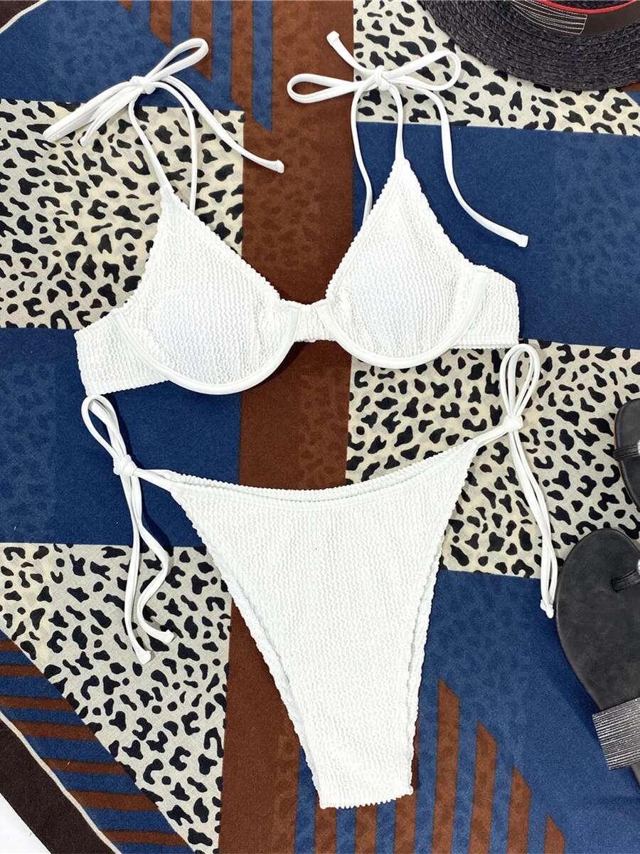 Dongdumaoyi Sexy Underwire Bikini Women White Black Push Up Micro Swimsuit Brazilian Cut Out Beach Bathing Suit Tie Side Thong Swimwear