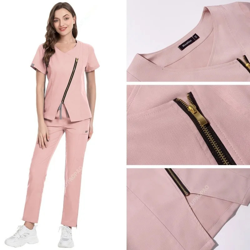 Uniforms Woman Scrub Set Nurse Beauty Salon Workwear Clinical Scrubs Top Pants Spa Doctor Nursing Clinical Suit 250402