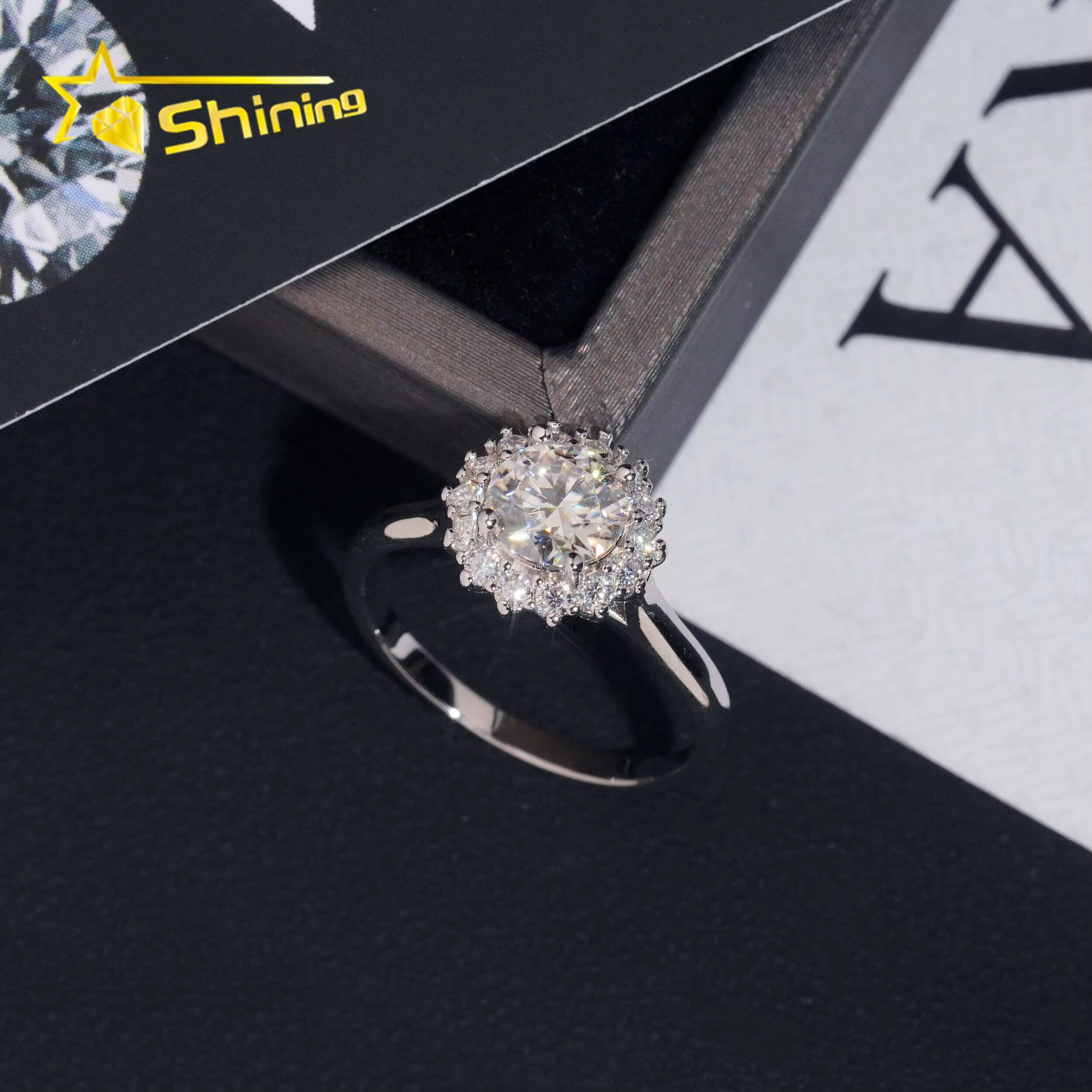 Fashion Jewelry 925 Silver 1ct Anniversary Wedding Ring Moissanite Diamond Engagement Rings for Women