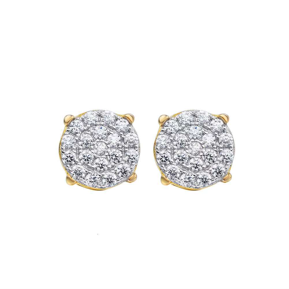 Wholesale Hip Hop Jewelry Ice Out Cubic Zirconia Diamond 925 Sterling Silver Gold Plated Stud Earring for Men