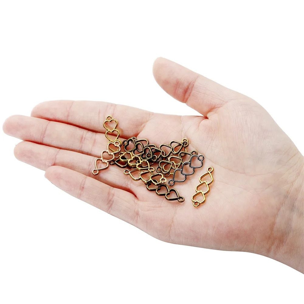 30 pieces of alloy gold heartshaped charm connectors hollow love for DIY bracelets necklaces earrings jewelry making supplies 250325