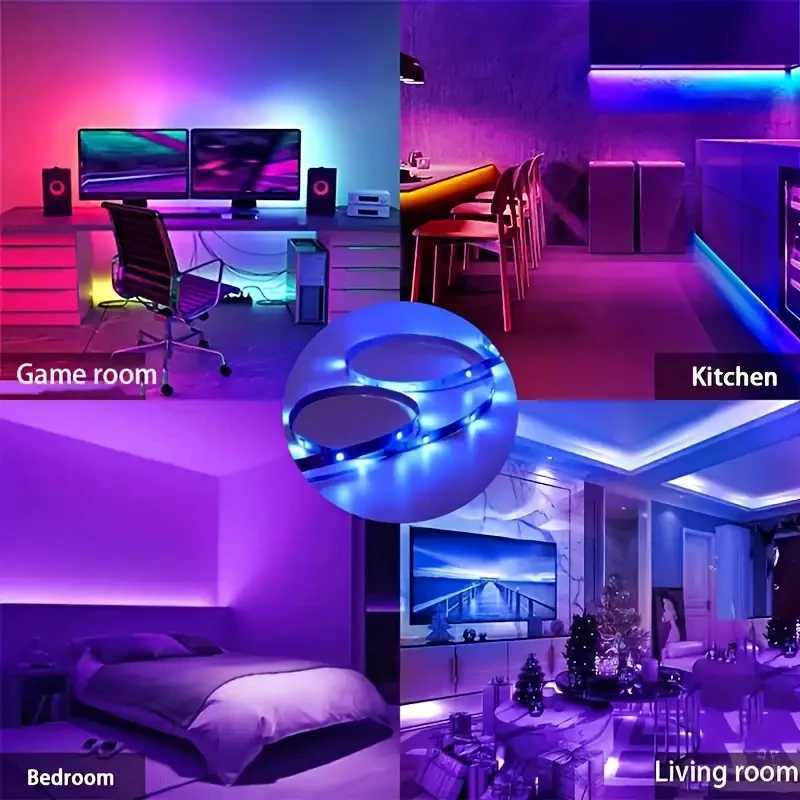 USB LED Strip Light WiFi App Control Tape RGB Bedroom Living Room Self-adhesive TV Backlight 44K Remote Lamp Alexa Diode Lights W251107