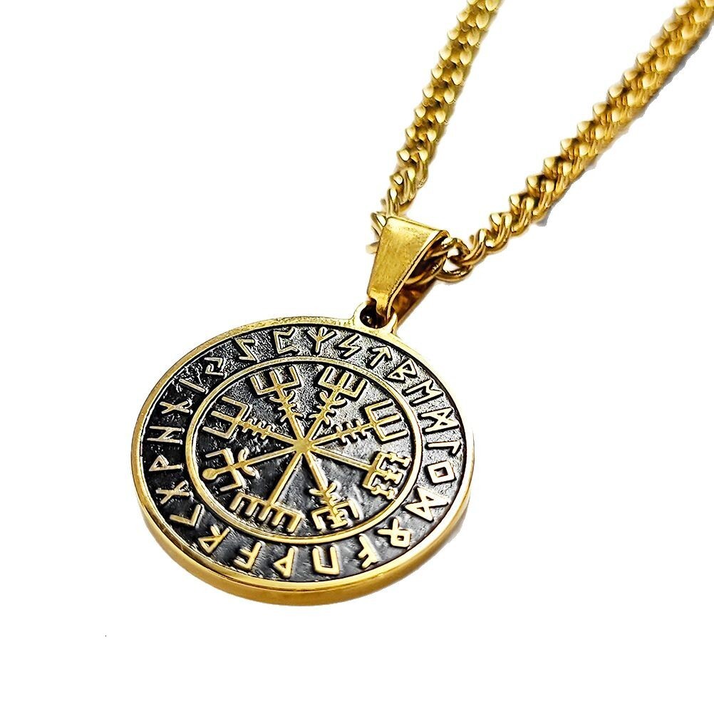 Hot selg Nordic Mythical Stainless Steel Pendant Viking Pirate Compass Men's and Women's Jewelry Talisman