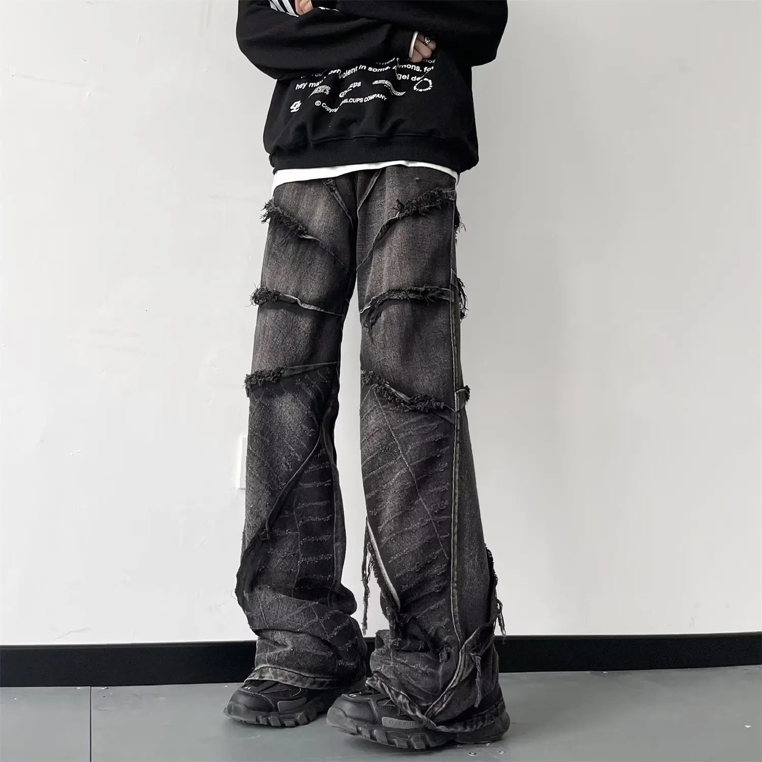 Street clothing luggage jeans Y2K hip-hop retro luggage jeans mens jeans wide leg oversized denim pants mens jeans 250403