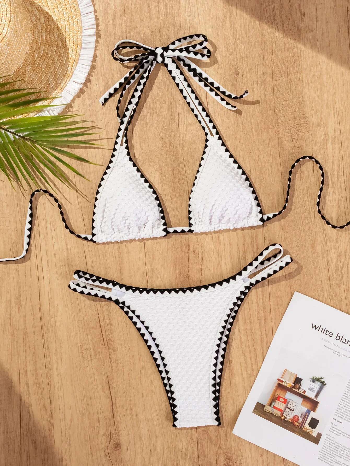 Dongdumaoyi Sexy Knitted Bikini Women White Patchwork Push Up Micro Swimwear Brazilian Summer Beach Bathing Suit Thong Swimsuit Biquini