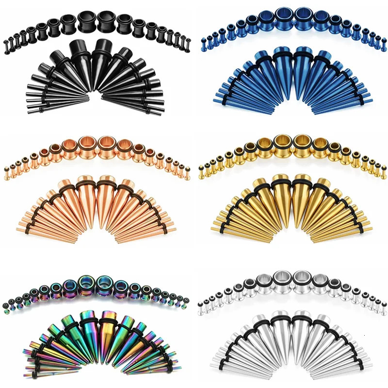 36PCS Ear Gauges Stretching Kit 14-00G Stainless Steel Ear Plugs Tunnels Flesh Tapers Set Stretcher Taper Set Dilataciones Oreja 250403