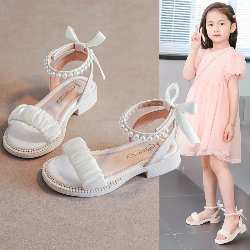 Girls Shoes Childrens Shoes Summer Fashion Girls Roman Sandals Soft Childrens Sandals Pearl Princess Sandals 250402