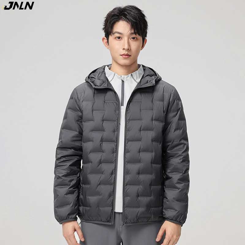 JNLN Down Jacket Men Camping Hiking Mountaineering Lightweight Padding Coat Winter Waterproof Windproof Warm Hooded WindbreakerT251107