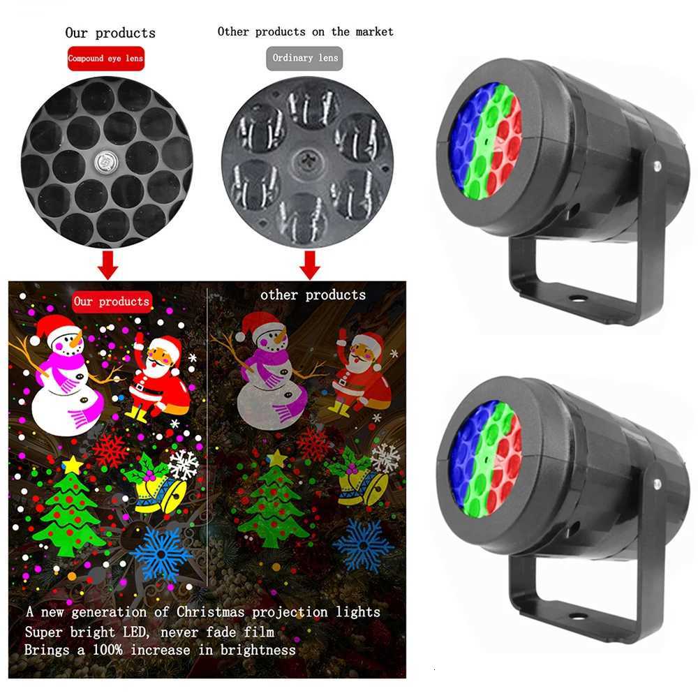 Snowflake Christmas Laser Projector Light 16 patterns Waterproof Rotating Christmas LED Stage Lights Christmas Decoration W251107