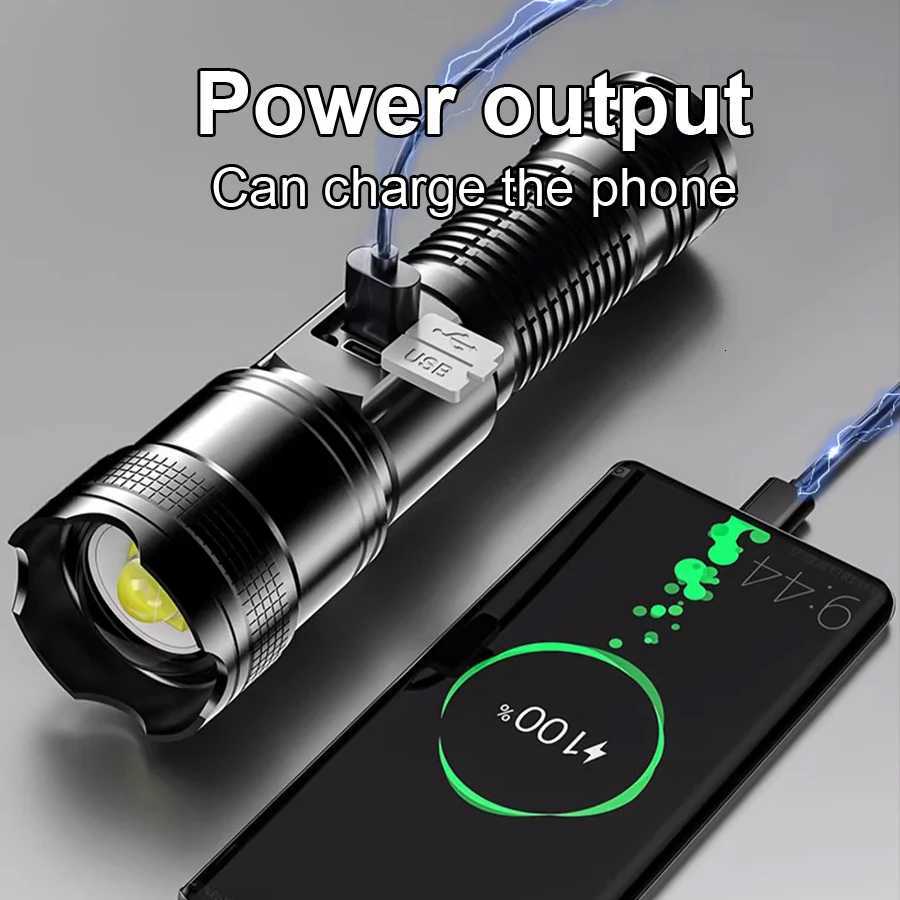 2000000cd Ultra-High Power Flashlight Digital Electronic Display Waterproof Torch Zoom Hand Light Outdoor Camping LanternW251106