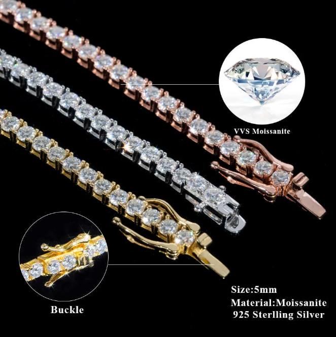 Sexy Silver Chain Necklace Adorned with High-Quality BG VVS Moissanite for Trendsetters
