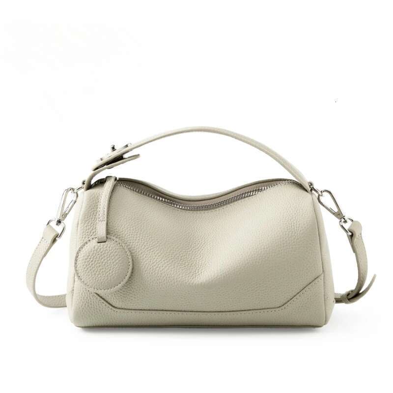 2025 New Women's Genuine Leather Shoulder Vegetable Tanned Cowhide Handbag Boston Style Hand-Held Underarm Bag For Ladies
