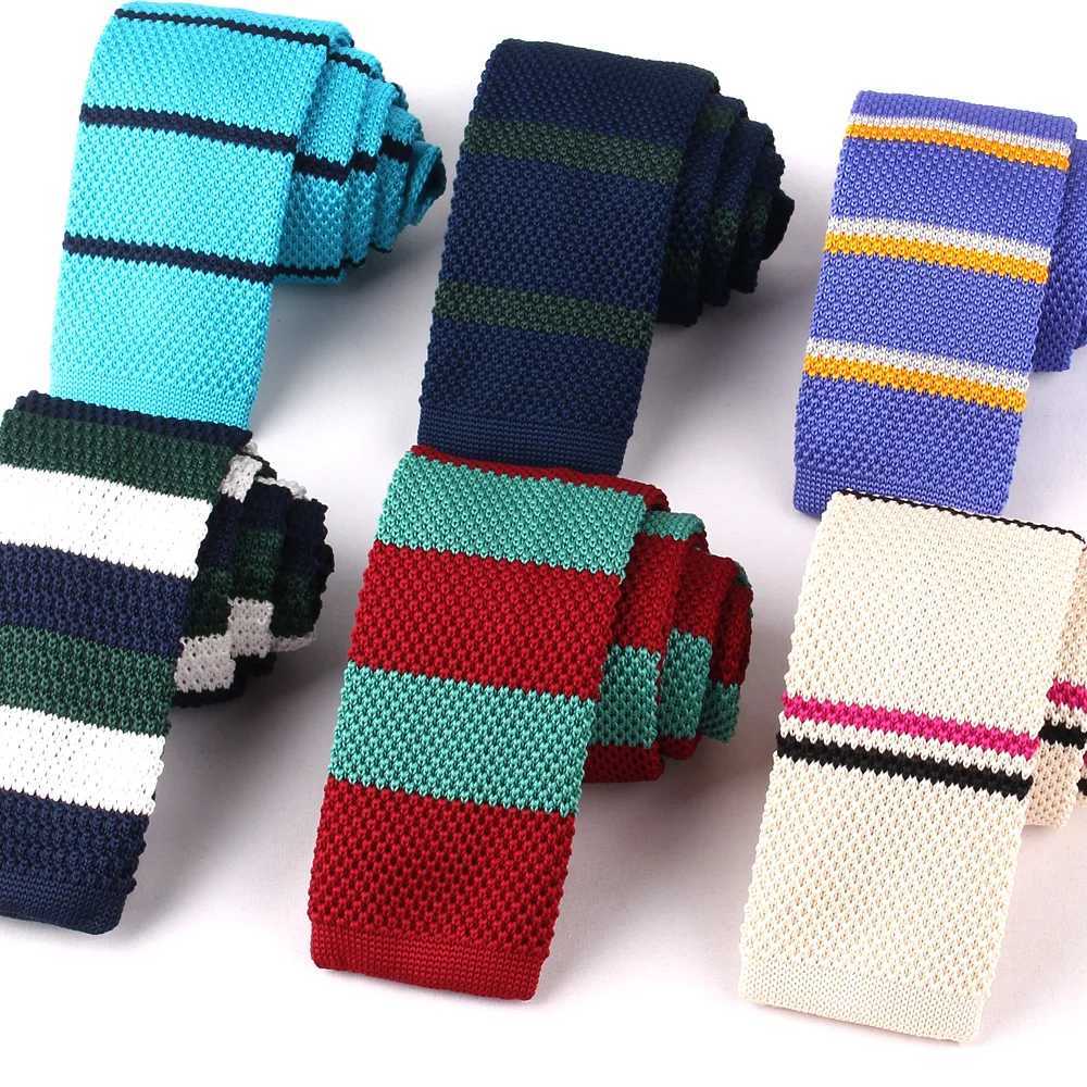 Mens Knitted Tie Striped Pattern Knitted Neckties Casual Skinny Fit Ties Wholes Available X250407