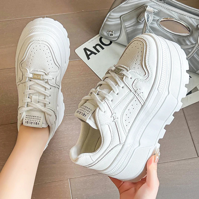 Women 8 CM Platform Sneakers Casual Outdoor Simple Skateboard Comfortable Lace Up Sneakers Running Sports Shoes Female 39 250402