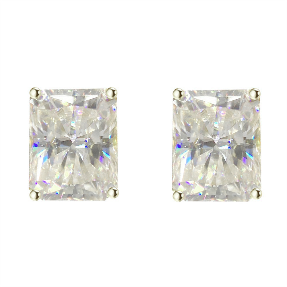 Radiant rectangle designer earrings for women solid 925 sterling silver gold plated stud earring 0.8-5CT VVS1 moissanite earrings mens jewelry valentines day gift