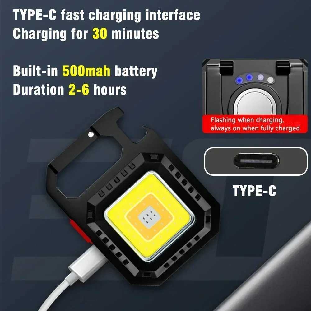 Heinast Mini LED Flashlight Magnetic COB Outdoor Camping Pocket Work Light 800 Lumens USB Rechargeable 7 Modes SpotlightsW251106