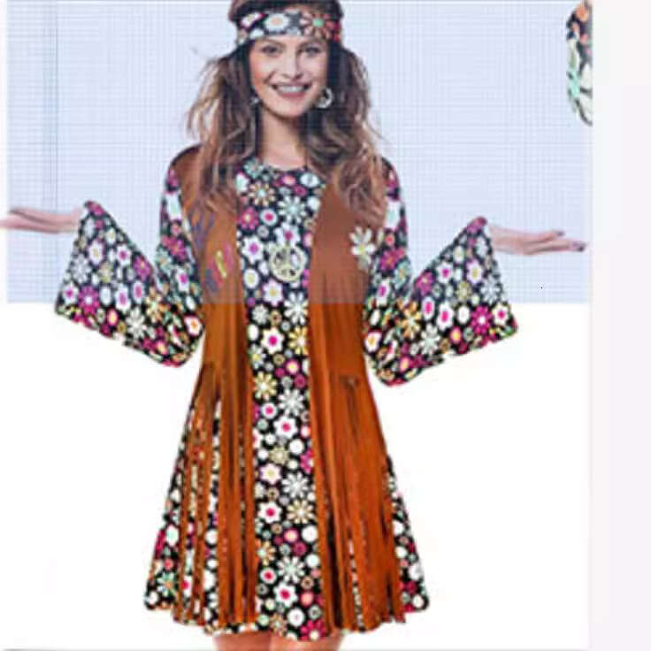 Women's tassel retro hippie performance Halloween costume 2025 temperament versatile new trendy clothing ins