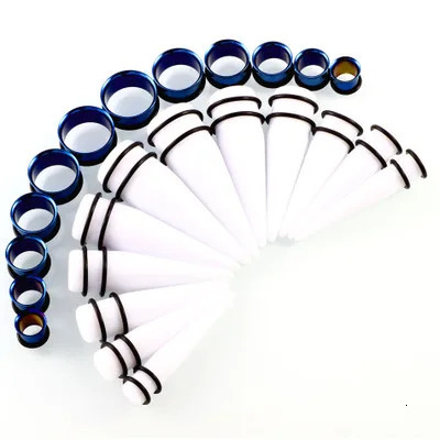 24pcs/lot Acrylic Septum Stretching Kit Sector Expander Stainless Steel Ear Stretching Kit 10mm to 20mm Ear Plugs and Tunnels 250403