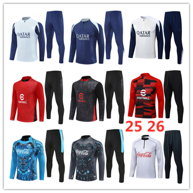 25 26 INTERS soccer tracksuit Men and kids Napoli 2025 2026 AC football tracksuit Naples training suit BARELLA MILANO MODRIC training suit jogging jacket set